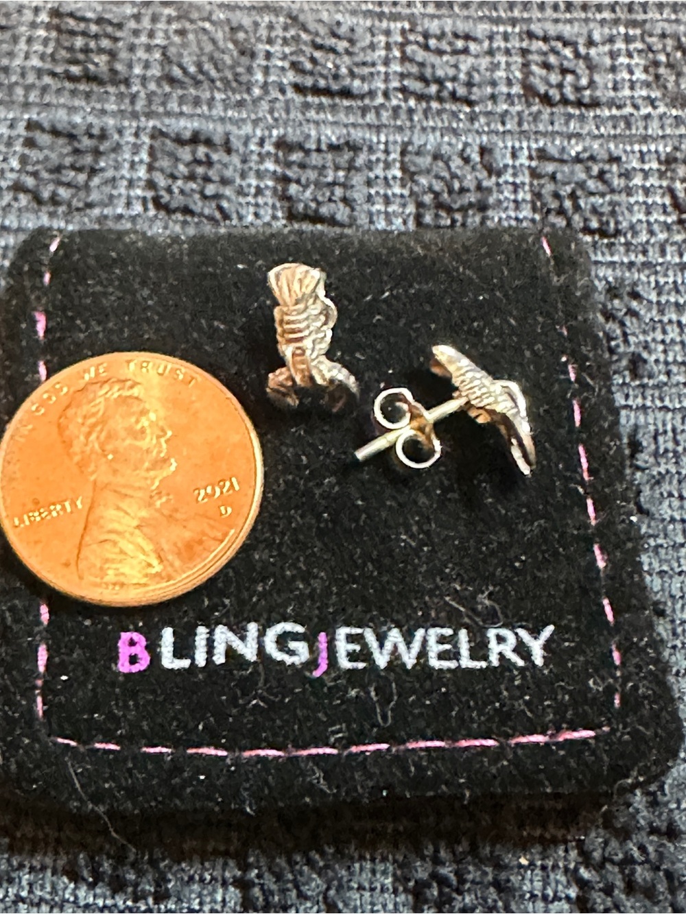 Bling Jewelry Silver Lobster Ear Studs
